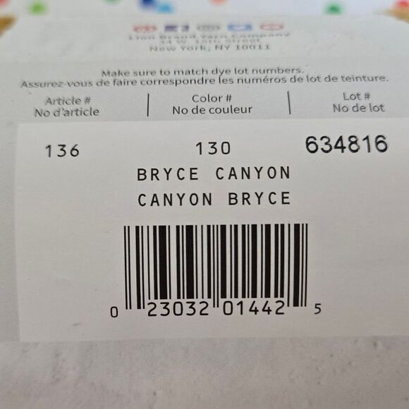 Lion Brand Heartland Yarn BRYCE CANYON, 5 Oz Per Skein 251 Yds Ea - Picture 7 of 10